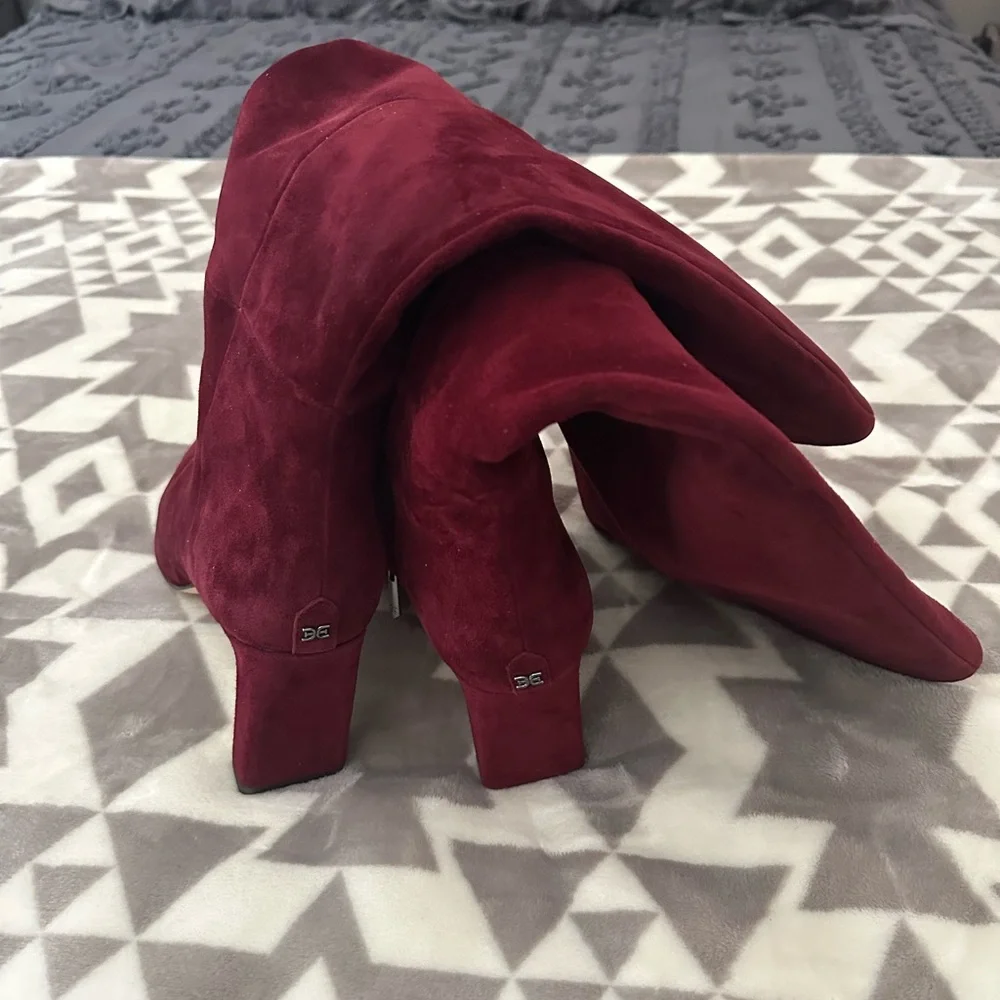 Sam Edelman Burgundy Suede Pointed Toe knee high Boots - Picture 2 of 4